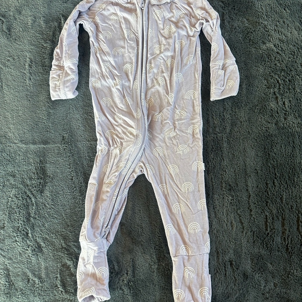 Brave Little Ones Lavender Rainbow Zip Romper